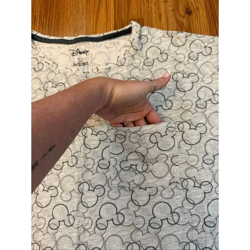 Disney Women's Mickey Mouse Heather T-Shirt Shorts Pajama Set Gray Large - Picture 5 of 12